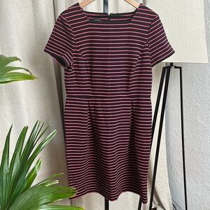 Talbots Black & Pink Ribbed Striped Sheath Dress – Size 12